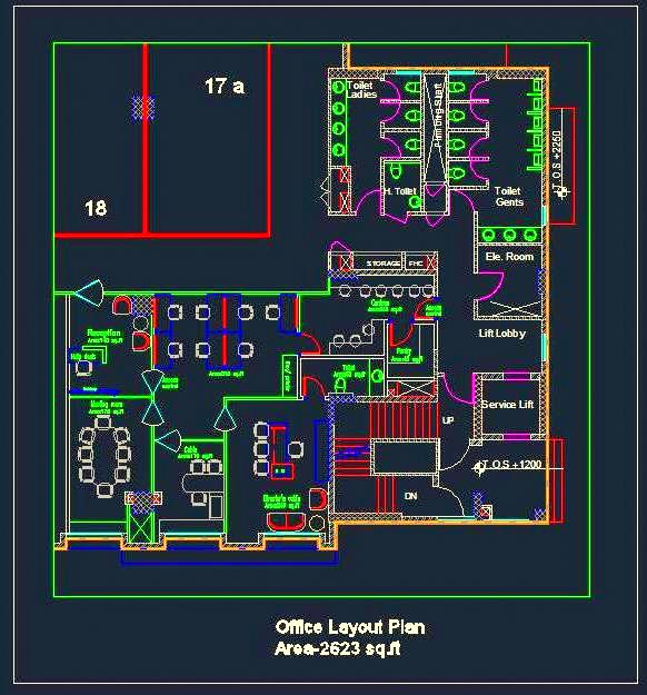 Office Design Layout DWG Reception, Meeting Rooms, Cabins